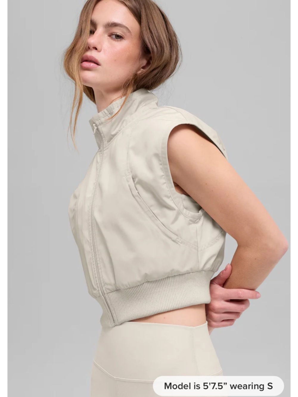 ALO Yoga Light Gray Cropped Zip Vest - Picture 6 of 6